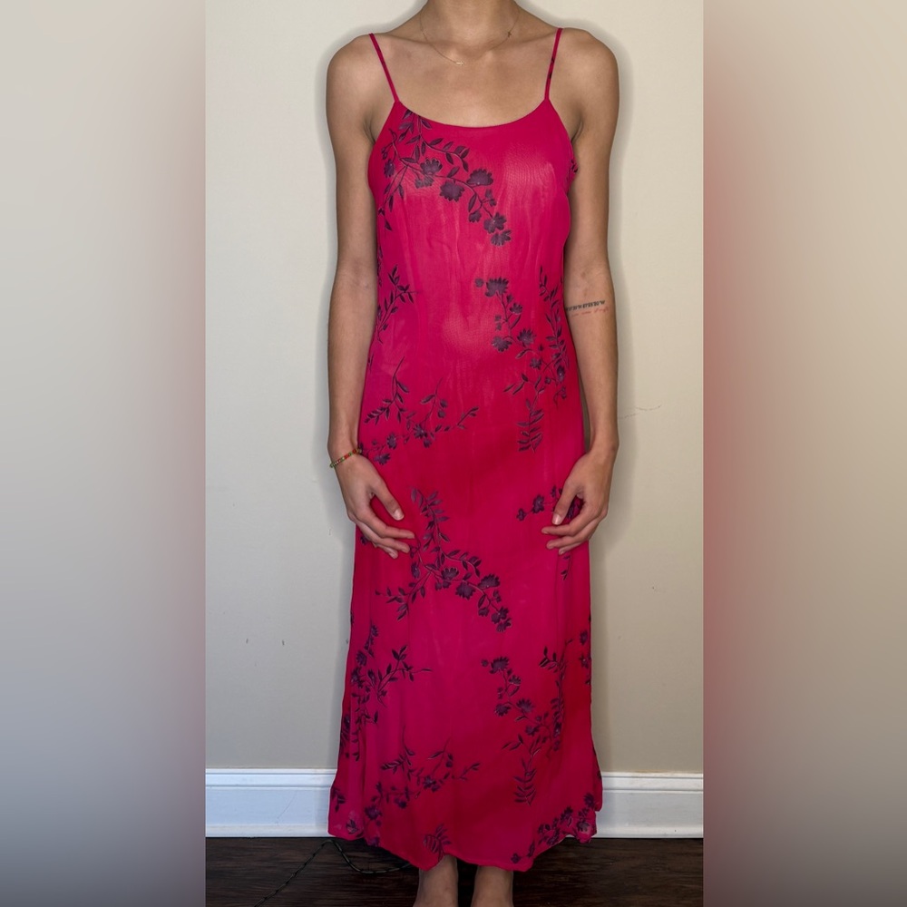 Union Made Vintage Joseph Ribkoff Fuchsia Floral Maxi Dress